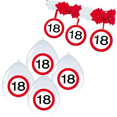 Verjaardag versiering setje leeftijd 18 jaar - slingers/ballonnen