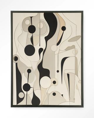 Urban Cotton Wandkleed 'Toulouse' 80 x 110cm in Floating Frame - black
