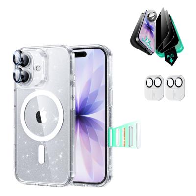 iPhone 17 Bundle Classic Hybrid Magnetic Case (Camera Control) and Armorite Privacy Screen Protector - Clear Shimmer