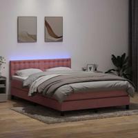 Boxspring met matras en LED fluweel roze 140x220 cm