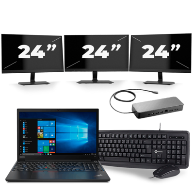 Lenovo ThinkPad E15 Gen 2 - Intel Core i5-11e Generatie - 15 inch - 16GB RAM - 256GB SSD - Windows 11 + 3x 24 inch Monitor