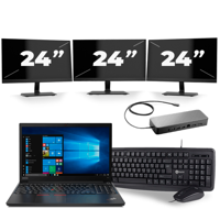 Lenovo ThinkPad E15 Gen 2 - Intel Core i5-11e Generatie - 15 inch - 16GB RAM - 256GB SSD - Windows 11 + 3x 24 inch Monitor