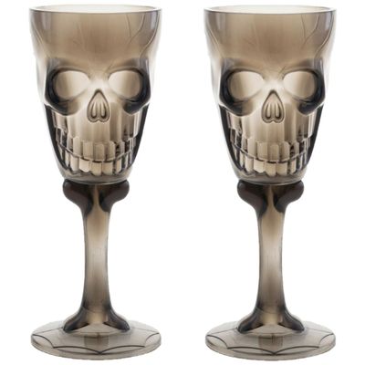 Halloween drinkbeker/kelk - 2x - horror thema - 15 cm - plastic - carnaval/verkleed artikel