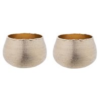 Set van 2x stuks theelichthouder / waxinelichthouder geborsteld aluminium goud 10 x 6,5 cm