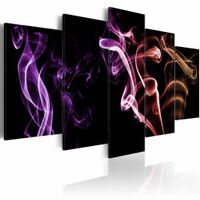 Schilderij - Gekleurde rook, 5 luik, Zwart/Paars/Oranje, 2 maten, Premium print