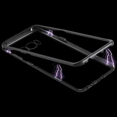Magnetische metalen Frame gehard glas zorg voor Galaxy S8 (zwart)