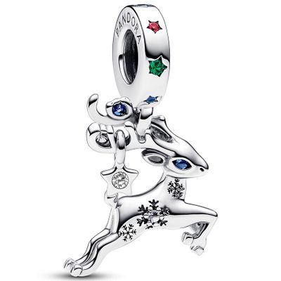 Pandora 792826C01 Hangbedel Magical Christmas Reindeer zilver-kleursteen