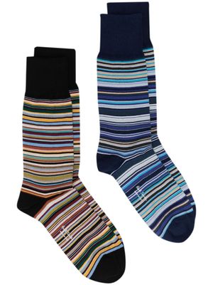 Paul Smith lot de deux paires de chaussettes en coton à rayures - Bleu