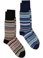 Paul Smith lot de deux paires de chaussettes en coton à rayures - Bleu - thumbnail