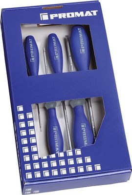 Promat Schroevendraaierset | 5-delig sleuf | 3-componentengreep | ronde kling - 4000827125 - 4000827125