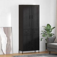 Hoge kast met lade 2 stuks Zwart Eiken Bewerkt hout