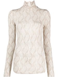 ISABEL MARANT Joyela printed high-neck top - Tons neutres