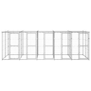 The Living Store hondenkennel - Gegalvaniseerd staal - 550 x 220 x 180 cm - Met dak en deuren