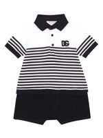 Dolce & Gabbana Kids barboteuse en coton à logo brodé - Noir