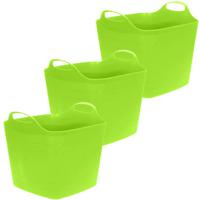 Flexibele emmer - 3x - groen - 15 liter - kunststof - vierkant - 30 x 29 cm