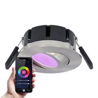 Napels smart inbouwspot - IP65 waterdicht - 8 Watt 600 Lumen - Kantelbaar - Wifi + Bluetooth - RGBWW - Google Home, Amazon Alexa en Siri - RVS - Voor binnen en buiten
