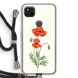 Red poppy: Pixel 4a Transparant Hoesje met koord