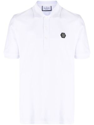 Philipp Plein polo à plaque logo - Blanc