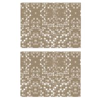 2x stuks retro stijl placemats van vinyl 40 x 30 cm beige