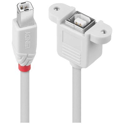 LINDY USB-kabel USB 2.0 USB-B stekker, USB-B bus 1.00 m Grijs 31801