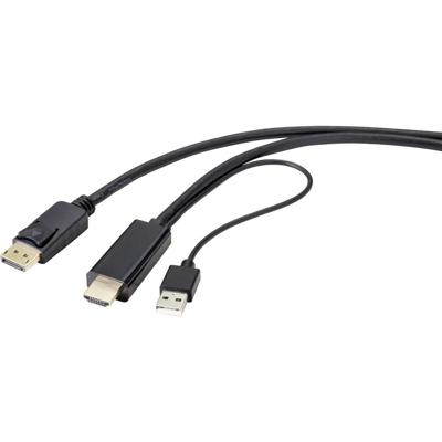 Renkforce RF-4600632 DisplayPort-kabel DisplayPort / HDMI Adapterkabel DisplayPort-stekker, HDMI-A-stekker 2.00 m Zwart