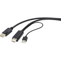 Renkforce RF-4600632 DisplayPort-kabel DisplayPort / HDMI Adapterkabel DisplayPort-stekker, HDMI-A-stekker 2.00 m Zwart