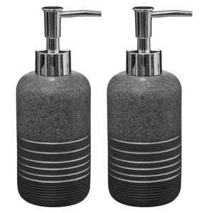 2x Stuks Zeeppompjes/zeepdispensers van kunststeen - zilver - 300 ml