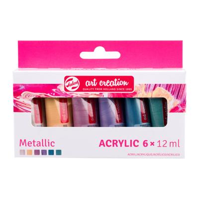Acrylverf tac metallic 12ml set 6 kleuren