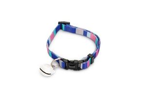 Beeztees stripes - kattenhalsband - nylon - blauw - 30x1x0,2 cm