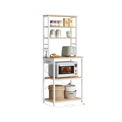 Keukenrek met stopcontacten voor magnetron en apparaten, Gouden Eiken-Wolkwit / 60B cm