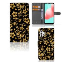 Samsung Galaxy A32 5G Hoesje Gouden Bloemen | Portemonnee hoesje