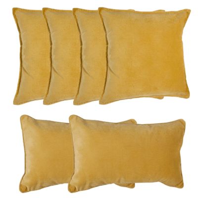 Bank/sierkussens huiskamer Sophia - set 6x stuks - Okergeel - polyester - met rits - In 2 formaten