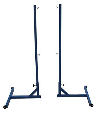SET OF MOVABLE BADMINTON POLES WITH WEIGHTS AND WHEELS