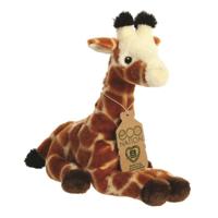 Aurora Pluche dieren knuffel - giraffe - 21 cm - liggend - wilde dieren knuffel