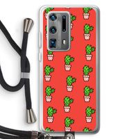 Mini cactus: Huawei P40 Pro Plus Transparant Hoesje met koord Mini cactus: Huawei P40 Pro Plus Transparant Hoesje met koord