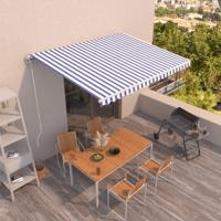 Luifel automatisch uittrekbaar 450x350 cm blauw en wit
