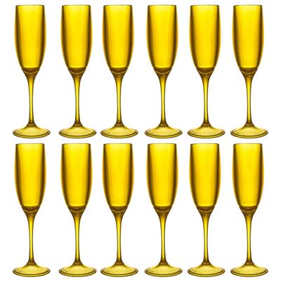 Home Deco Factory Champagneglas - 12x - 13 cl - geel - kunststof - vaatwasserbestendig