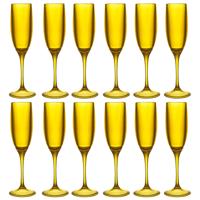 Home Deco Factory Champagneglas - 12x - 13 cl - geel - kunststof - vaatwasserbestendig