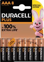 Duracell batterij Plus 100% AAA, blister van 8 stuks
