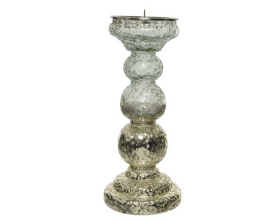 Kandelaar glas l11b11h27cm gd/hldr - Decoris