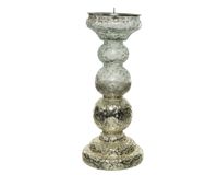 Kandelaar glas l11b11h27cm gd/hldr - Decoris