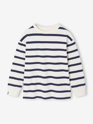 Gestreept T-shirt met lange mouwen voor jongens ecru