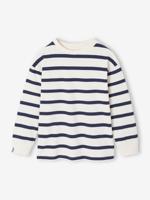 Gestreept T-shirt met lange mouwen voor jongens ecru