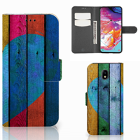 Samsung Galaxy A70 | Book Style Case | Wood Heart - Cadeau voor je Vriend