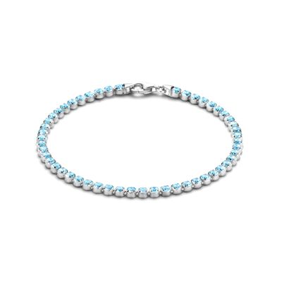 Tennisarmband zilver-zirconia aquamarijn 2,8 mm 16-19 cm