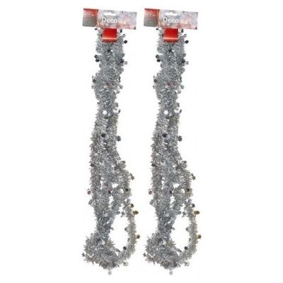 2x Zilveren tinsel kerstslingers 270 cm