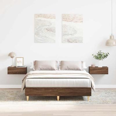Bedframe zonder matras 140x190 cm spaanplaat bruin eikenkleurig