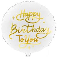'Ballon 'Happy Birthday To You' wit goud' kopen? | FOR YOU GIFTS
