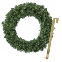 Kerstkrans 35 cm - groen - met gouden hanger/ophanghaak - kerstversiering - Kerstkransen - thumbnail