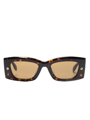 Alexander McQueen Eyewear lunettes de soleil Spike Studs à monture rectangulaire - Marron